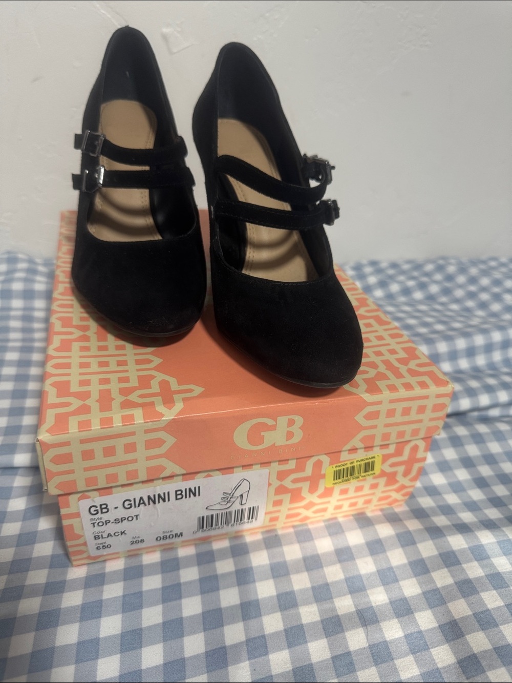 Gianni Bini Black Double-Strap Mary Jane Heels